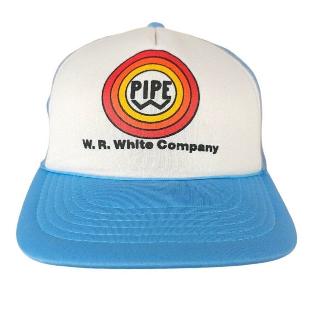 WR White Company Trucker Hat Mens One Size Vintage 80s Pipe Snapback Rope Cap